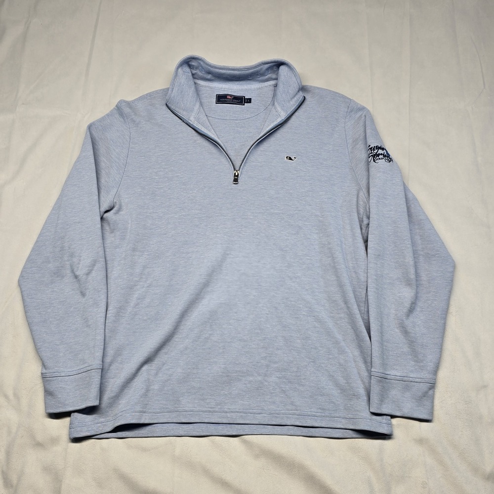 Vineyard Vines Saltwater Quarter-Zip Pullover Men Size Large Blue Sugar Springs